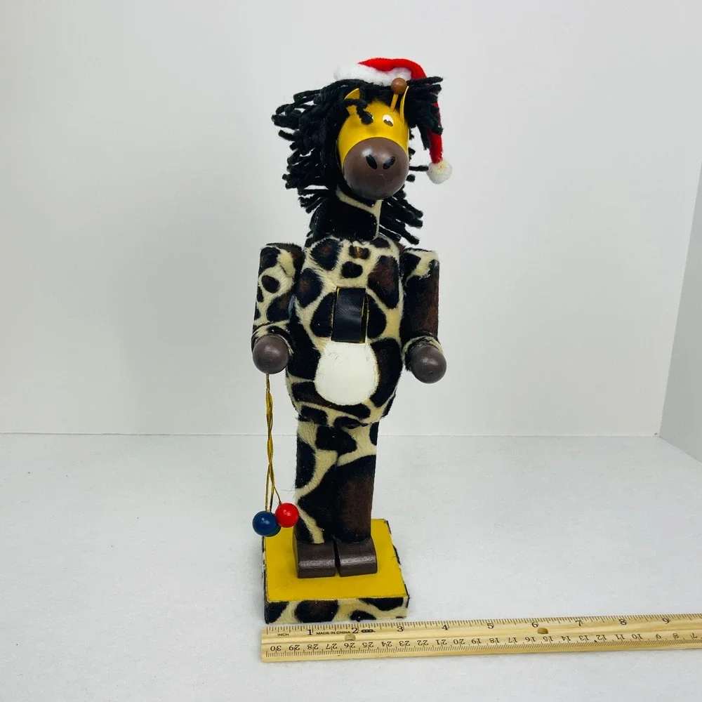Giraffe Christmas Nutcracker Safari Animal Print Santa Hat 12 Inch Decor